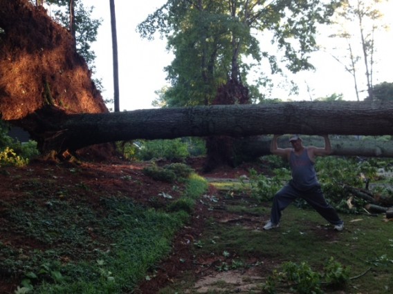 Dr Barnett cleaning up after a storm in mill Glen................... The Power of  Chiropractic !!!