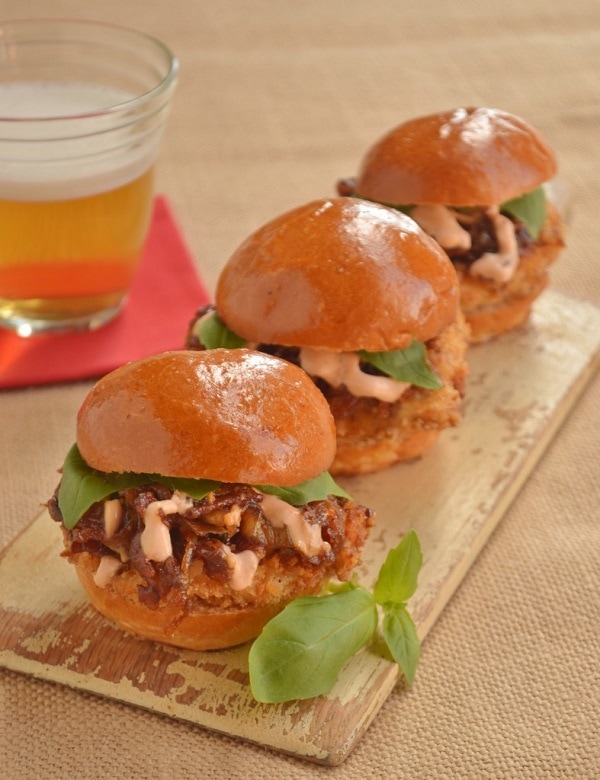 Game Day Fried Chicken Sliders with Bacon, Apricot, Root Beer & Sesame ...