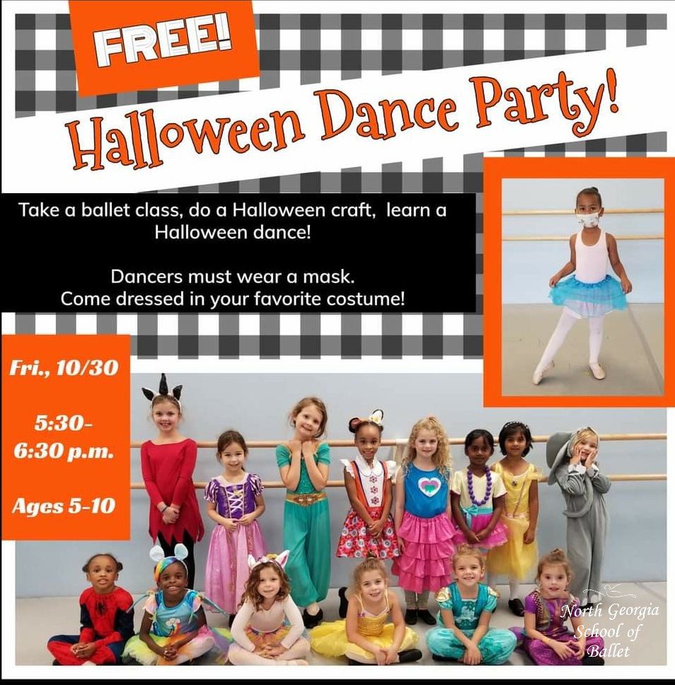 FREE Halloween Dance Party at North GA School of Ballet (ages 5-10)
