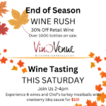 Vino Venue Wines for Thanksgiving Tasting THIS Saturday AND Wine Sale!